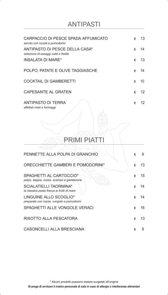 Menu Taormina, pagina 1